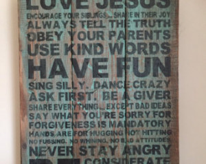 Family Rules Quote on Pallet Wood
