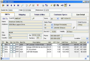 Sales Quotes Maintenance Form