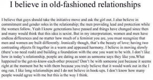 believe in old fashion relationships