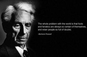 Wallpaper with quote on doubt by Bertrand Russell