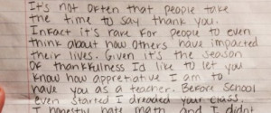 High school algebra teacher Jennifer Davis received a touching thank ...
