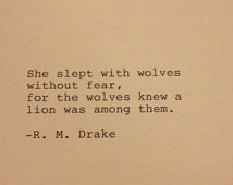 Drake - Hand Typed Typewriter Quote - She slept with wolves ...