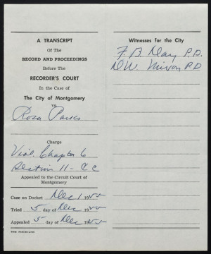 Rosa Parks's arrest record,