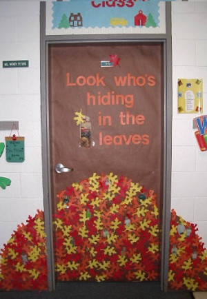 Fall into Learning Door Decoration | Look who’s hiding in the leaves ...