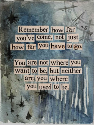 ... you ve come not just how far you have to go you are not where you want