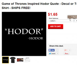 HOT! – Game of Thrones Inspired Hodor Quote TShirt – $5.99 SHIPS ...