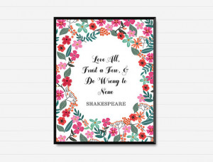 Shakespeare Quote Printable - Wisdom Quote Art - Floral on White ...