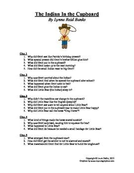 The Indian In the Cupboard By Lynne Reid Banks Comprehension Questions ...