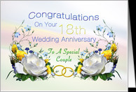 18th Wedding Anniversary White Roses card - Product #661664