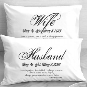 Wife Husband Bible Verse Pillow Cases 1 Corinthians 13 Love Wedding ...