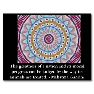 animal rights quote - Mahatma Gandhi Postcard