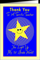 ... You 1st grade Teacher Smiley Star from Student card - Product #898970