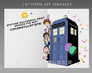 Doctor Who Happy Birthday Card Doctor who anniversary card or