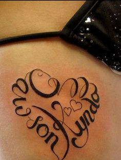 Beautiful heart shaped names tattoo design – great idea for female ...