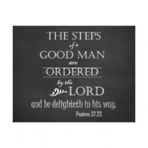Steps of a Good Man Bible Verse Typography Gallery Wrapped Canvas