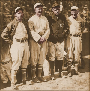 Eddie Collins, Ty Cobb, Babe Ruth, Tris Speaker; April 20 1928, Yankee ...