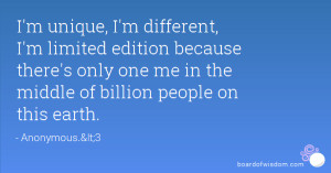 ... there's only one me in the middle of billion people on this earth