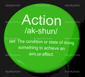 Action Definition Button Showing Acting Or Proactive - Stock Image