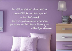Cute Purple Girls Bedroom Decoration with Marilyn Monroe Quote Wall ...