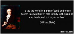 To see the world in a grain of sand, and to see heaven in a wild ...