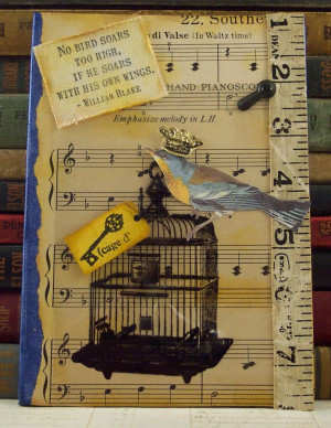 Mixed Media Collage Art William Blake Quote Bird Cage