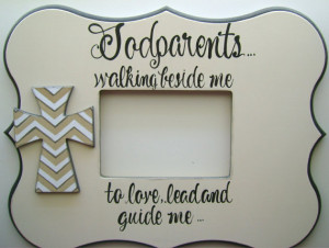 ... painted personalized 5X7 Godparents picture frame with verse and cross