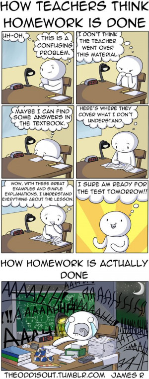How teachers think homework is done vs how homework is actually done ...
