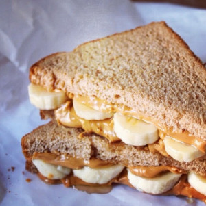 Banana & peanut butter sandwich  on imgfave