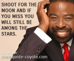 Shoot for the moon and if you miss you will still be among the stars ...