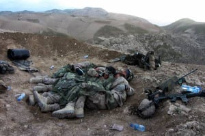 Swedish soldiers spooning in Afghanistan, May 2012