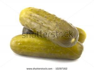 Naturally Fermented Full Sour Pickles isolated on White Background.