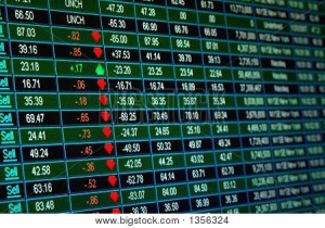 Picture or Photo of Stock market quotes on an electronic board **Note ...