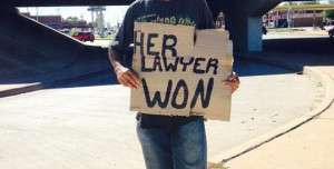 funny-homeless-man-sign-lawyer-divorce