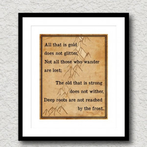 Hobbit Lord of the Rings Quote Poem Gold Glitter Art Print 8x10 inch ...