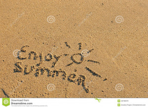 Enjoy summer sign on the beach.