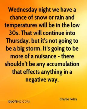 Charlie Foley - Wednesday night we have a chance of snow or rain and ...