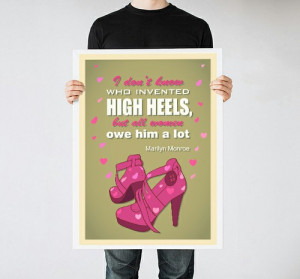 High heels shoes, Marilyn Monroe quote poster, Home art print, Wall ...