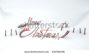 Merry Christmas candy quotes on snow land background 3d render ...
