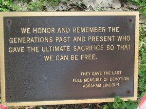 quote from Abraham Lincoln at the Bicentennial Park in Zanesville ...