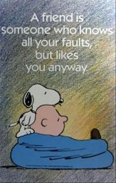 ... friend is someone who knows all your faults, but likes you anyway