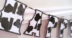 Cowboy Cowgirl HAPPY BiRTHDAY Banner black and white by Devany, $18.00