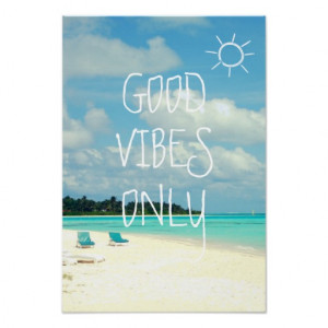 GOOD VIBES ONLY Tropical Typography Poster