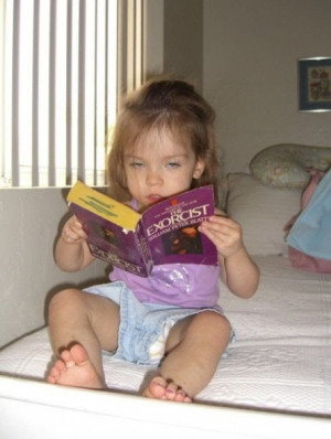 baby, book, exorcist, funny, lol