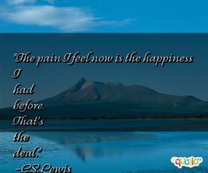 The pain I feel now is the happiness I had before. That's the deal .