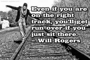 Boy walking on railroad tracks - Funny inspirational quotes
