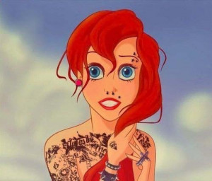 Tattooed and pierced Ariel (The Little Mermaid)