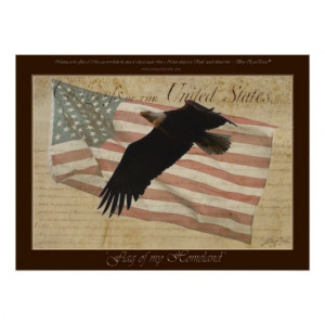 BALD EAGLE & FLAG Patriotic Poster with Quote