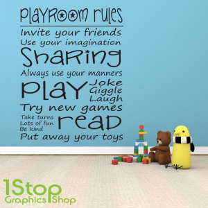 > QUOTE DESIGNS > PLAYROOM RULES WALL STICKER QUOTE - BEDROOM GIRLS ...