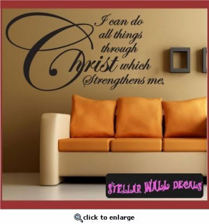 ... Scriptural Christian Vinyl Wall Decal Mural Quotes Words C052IcandoII