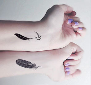 InknArt Temporary Tattoo - 2pcs Feather Set wrist tattoo body sticker ...